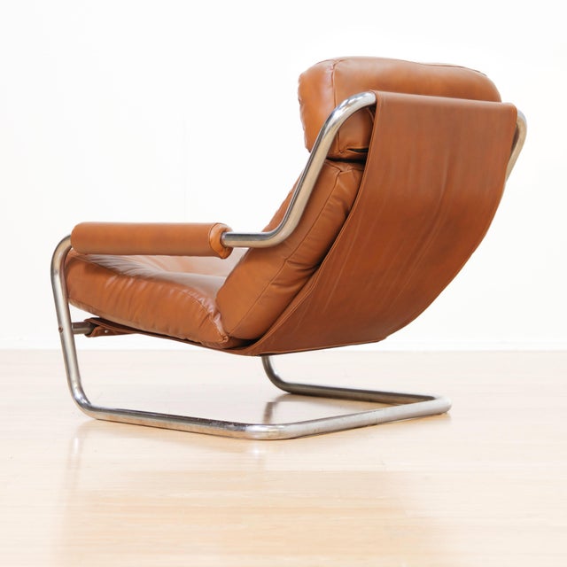 1970s Post Modern Chrome & Leather Attributed to Jan Des Bouvrie for Gelderland For Sale - Image 12 of 15
