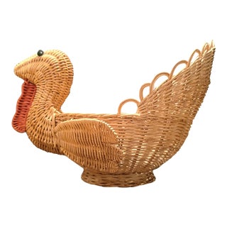 Vintage Turkey Wicker Basket For Sale