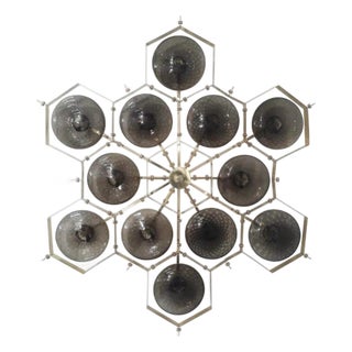 21st Century Beehive Polished Brass Smoky Bubbles Murano Flush Mount by Fabio LTD For Sale