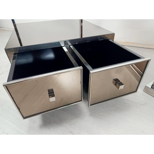Vintage Chrome Mirrored Bedside Tables by Michel Pigneres, 1970s, Set of 2 For Sale - Image 12 of 18