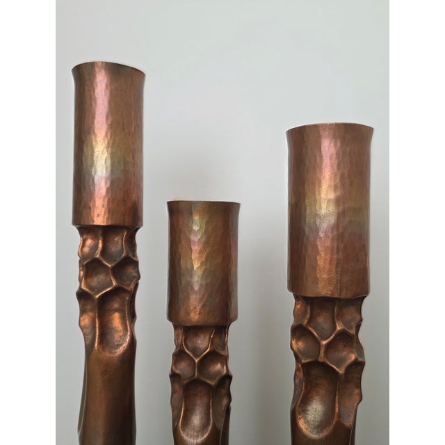 Brutalist Copper Candle Holders by Thomas R. Markusen For Sale - Image 10 of 12