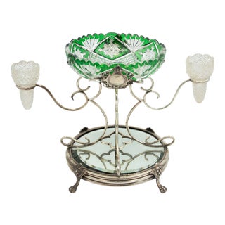 Colorless and Green Glass Planter For Sale
