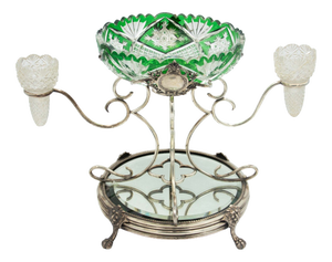 Colorless and Green Glass Planter