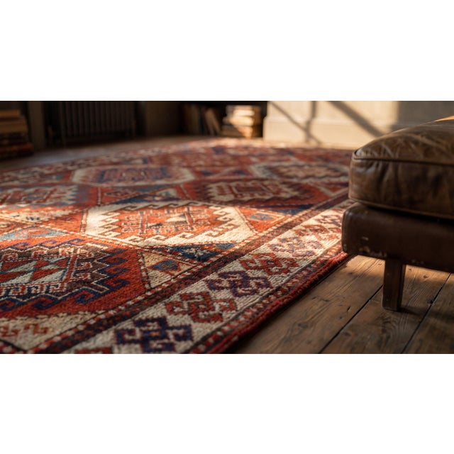 Textile 1890s Multicolor Geometric Antique Caucasian Kazak Rug 3'7" X 6' Handknotted Wool Carpet For Sale - Image 7 of 8