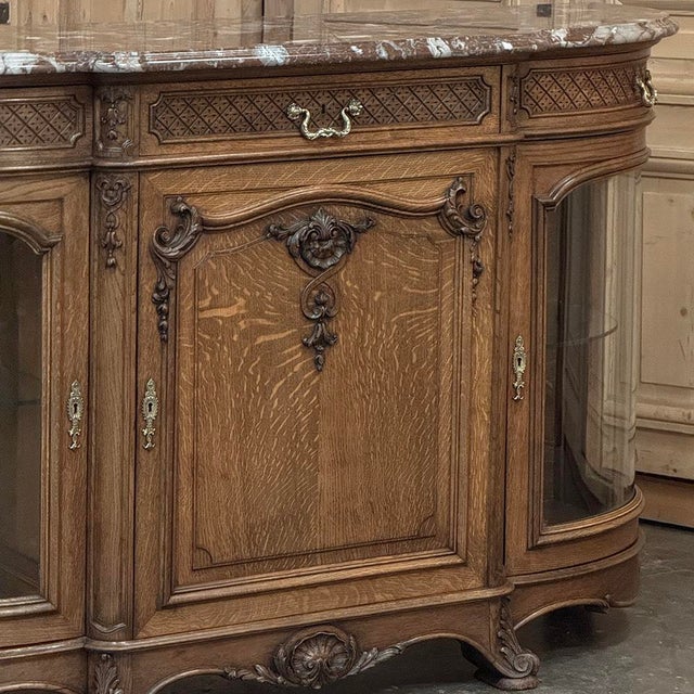 Late 19th Century Liégeois Régence Style Oak Display Buffet With Rouge Griotte Breccia Marble Top For Sale - Image 9 of 18