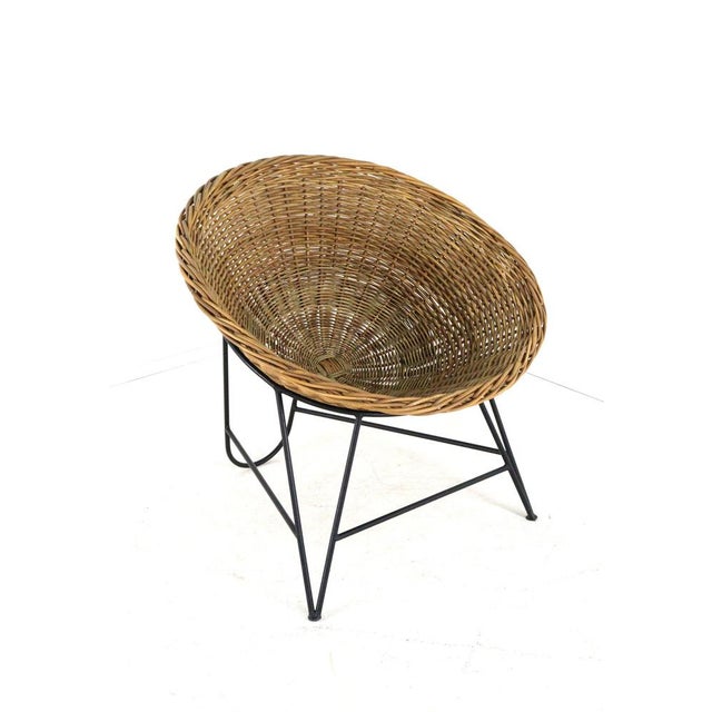 Mid-Century Modern Wicker Basket Armchair in the style of Matthieu Matégot For Sale - Image 17 of 18