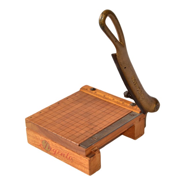 1960s Vintage Ingento No 1 Wood Cast Iron Paper Cutter Board Crafts Office School Supplies For Sale