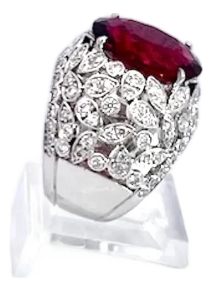 Large Tourmaline Diamond Ring 18k, Size 6