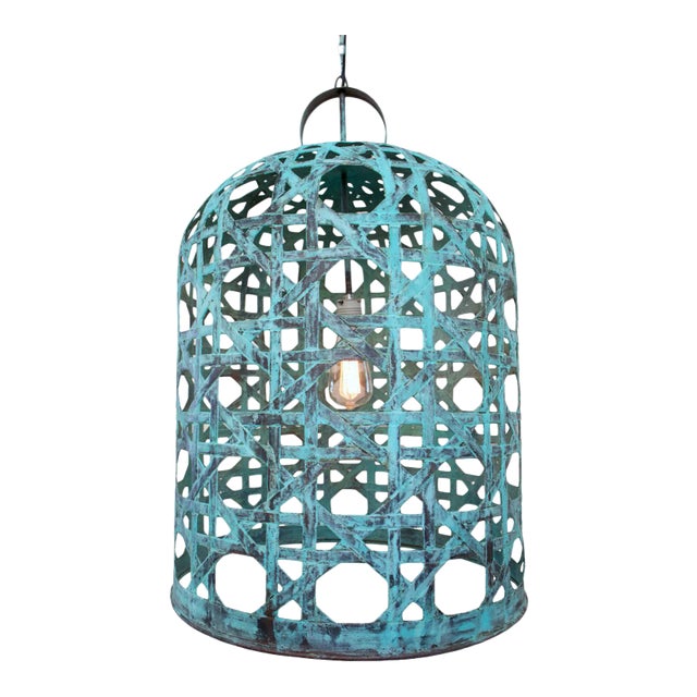 Industrial Copper Cane Dome Pendant Light Large For Sale