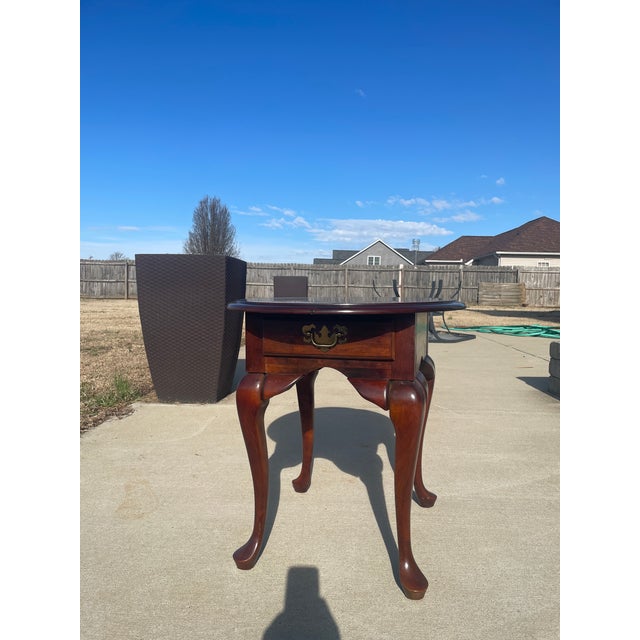 Queen Anne Style Oval Side Table With Drawer For Sale - Image 9 of 12