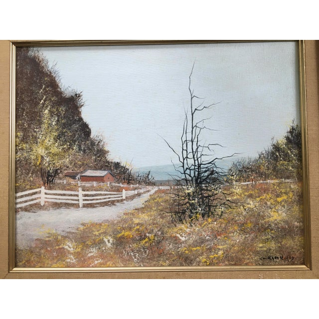 Late 20th Century Late 20th Century " Mountainside Farm" Realist Rustic Landscape Oil Painting by John Lewis Egenstafer, Framed For Sale - Image 5 of 12