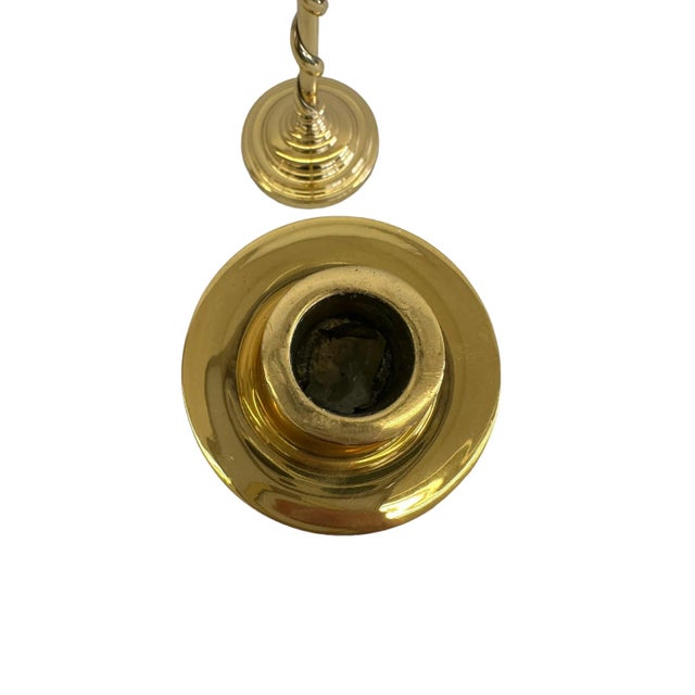 Set of Three Mid 20th Century Brass Barley Twist Candlesticks For Sale In New York - Image 6 of 10