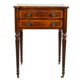 Trosby Furniture Mahogany Two-Drawer Side Table, Federal Style, Circa 1980–2000 For Sale