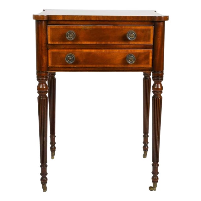 Trosby Furniture Mahogany Two-Drawer Side Table, Federal Style, Circa 1980–2000 For Sale