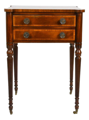 Trosby Furniture Mahogany Two-Drawer Side Table, Federal Style, Circa 1980–2000