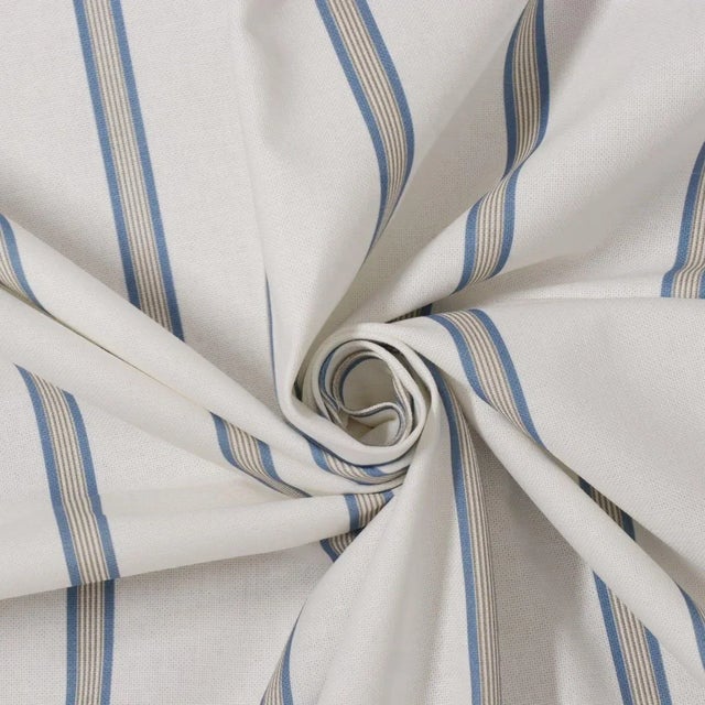 English Raleigh Stripe Blue Fabric - Sample For Sale - Image 3 of 8
