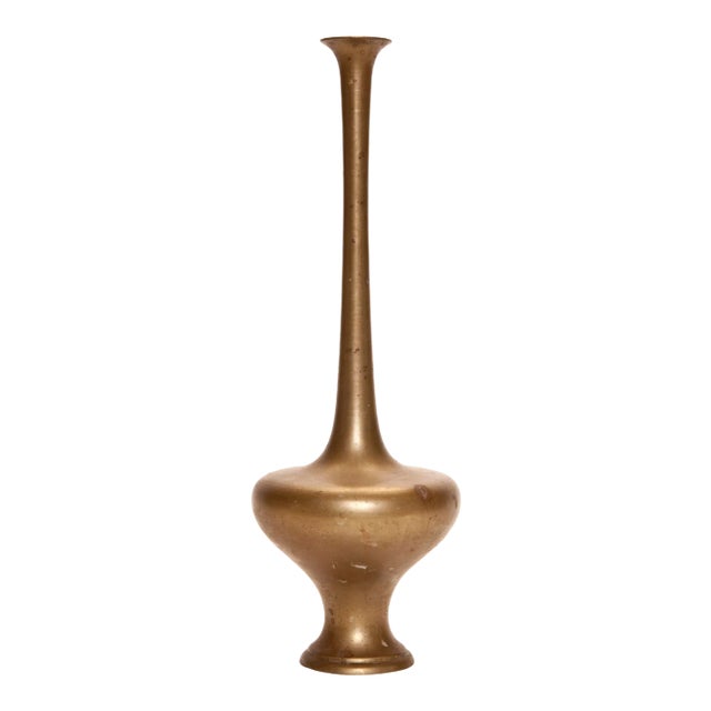 Tall Mid 20th Century Modern Brass Bud Vase For Sale