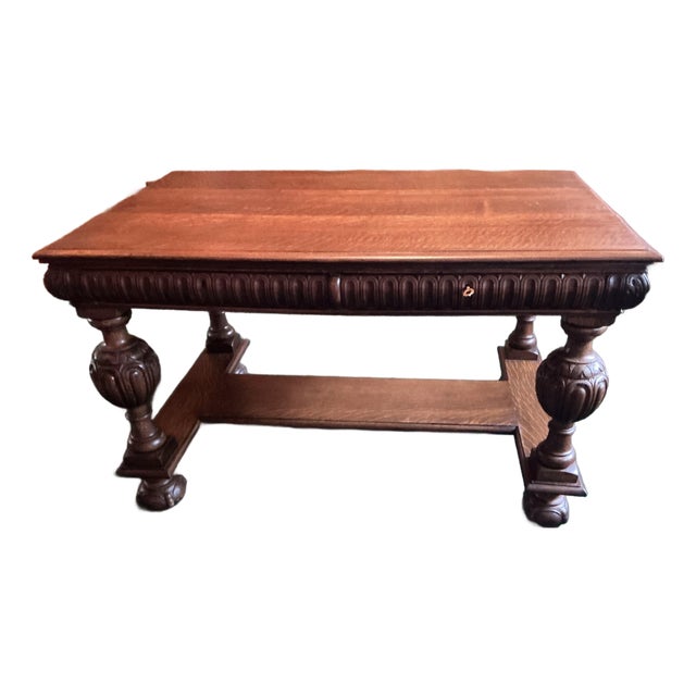 Antique Arts and Craft Quarter Sawn Library/ Console Table For Sale