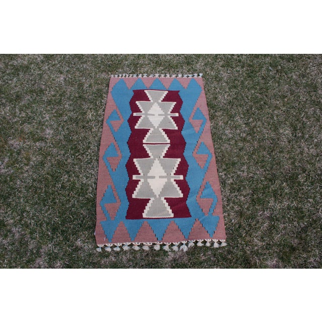 1980s Tribal Blue Ethnic Kilim For Sale - Image 13 of 13