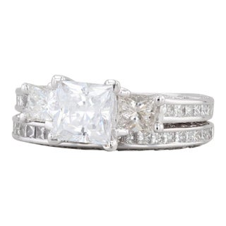 3.05ctw Semi Mount Diamond Engagement Ring Wedding Band Set 18k Gold Size 5.75 For Sale