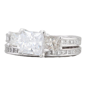 3.05ctw Semi Mount Diamond Engagement Ring Wedding Band Set 18k Gold Size 5.75