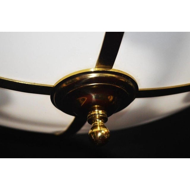 Large Mid-Century Four-Light Opaline and Polished Brass Bowl Chandelier, 1960s For Sale - Image 10 of 17