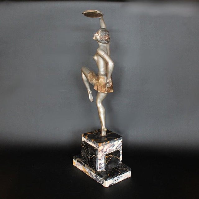 Unknown, Tambourine Dancer, 1920s, Cold-Painted Spelter For Sale - Image 4 of 7