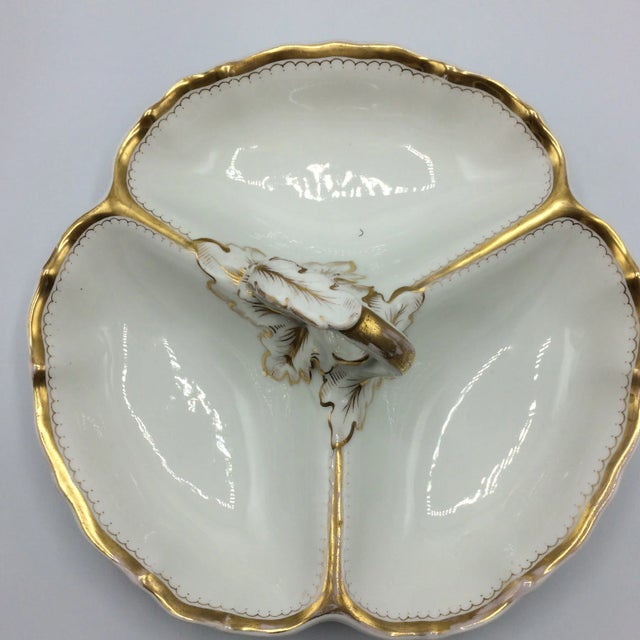K P M Divided Dish With Gold and Acanthus Leaves Handle Antique For Sale - Image 11 of 12