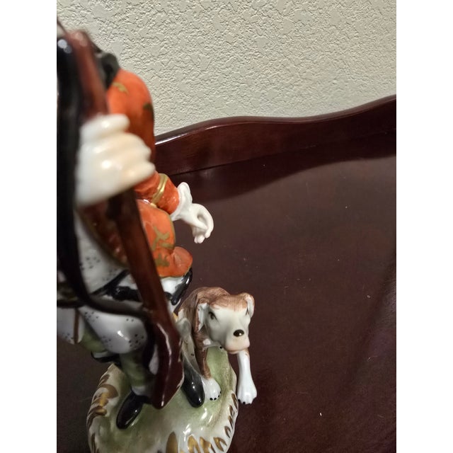 Early 19th Century Early 19th Century Dresden Porcelain Hunting Figurine With Dog For Sale - Image 5 of 11