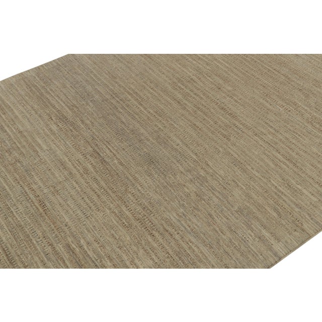 Rug & Kilim Rug & Kilim’s Contemporary Rug in Beige-Brown Striations For Sale - Image 4 of 8