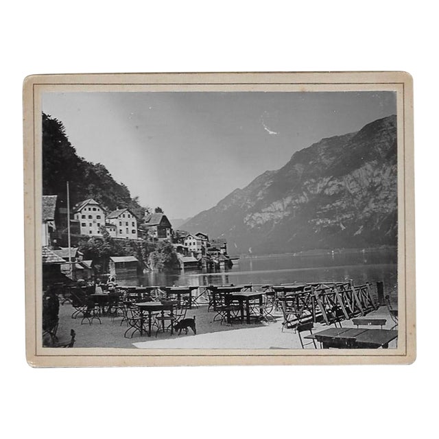 Antique European Mountain Lake Black and White Photograph For Sale