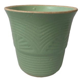 Mid 20th Century Green Stoneware Planter Pot For Sale