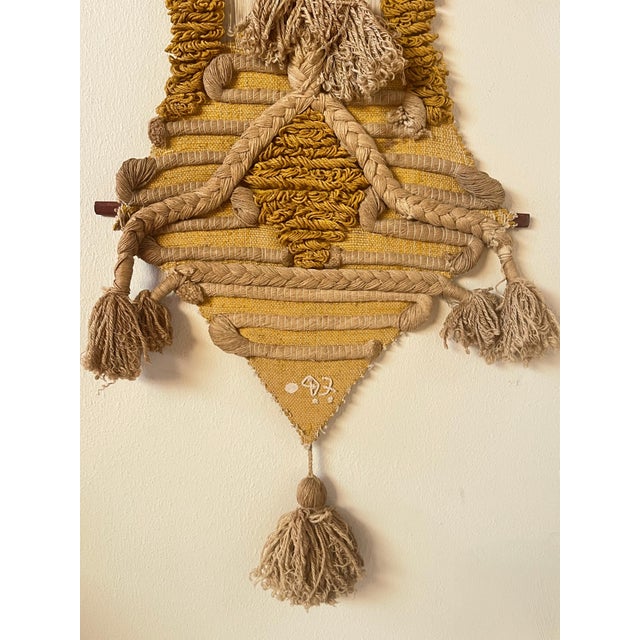 Tan Don Freedman Fiber Wall Art Tapestry Sculpture Signed 1976 Original, 6 Feet Tall For Sale - Image 8 of 12