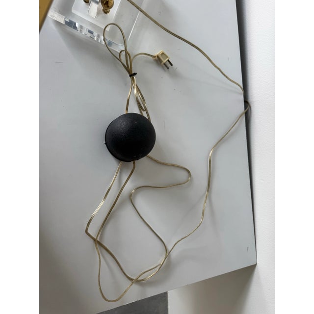 1980’s Vintage Bauer Lucite and Brass Adjustable Desk Lamp For Sale - Image 12 of 12