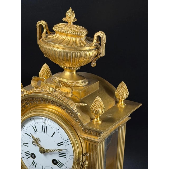 Antique French Louis XVI Style Ormolu Mantel Clock with Ed. Minart Movement from F. Barbedienne, 1850s For Sale - Image 11 of 18