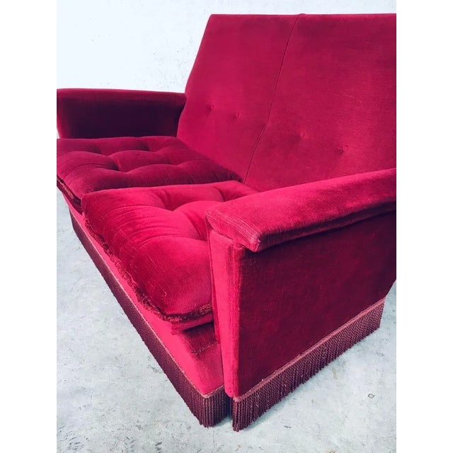 Textile Hollywood Regency Style Fuchsia Velvet 2-Seat Sofa with Fringe, 1960s For Sale - Image 7 of 16