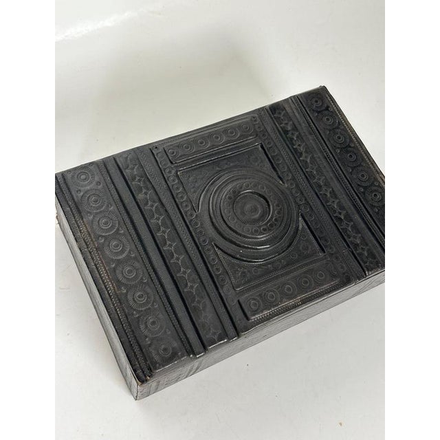 Black Embossed Leather Box, France, 1950s For Sale - Image 6 of 12