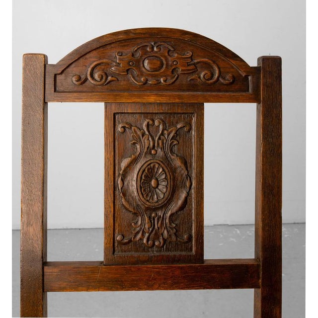 Vintage Spanish Oak Dining Chairs with Rush Seats, 1950, Set of 6 For Sale - Image 13 of 15