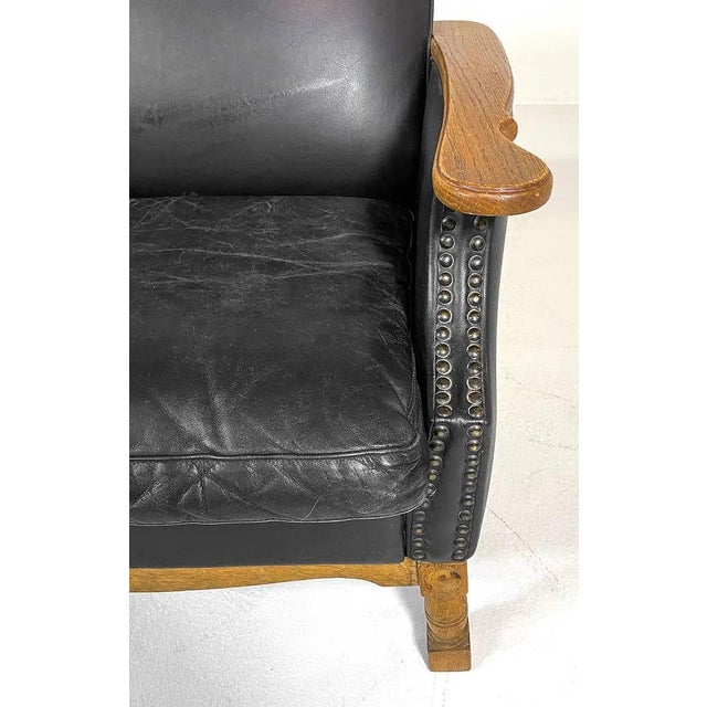 Henning Kjaernulf Mid 20th Century Danish Modern Leather & Oak Sofa For Sale - Image 4 of 8