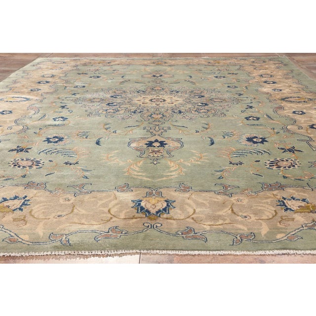 Celadon Late 20th Century Late 20th Century Vintage Persian Kashan Rug - 08'04 X 11'06 For Sale - Image 8 of 9