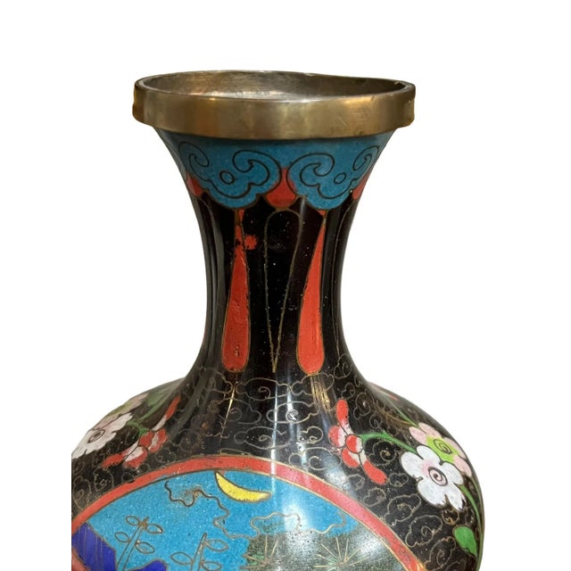 Metal Late 19th Century Antique Cloisonne Vase, Stamped China For Sale - Image 7 of 9