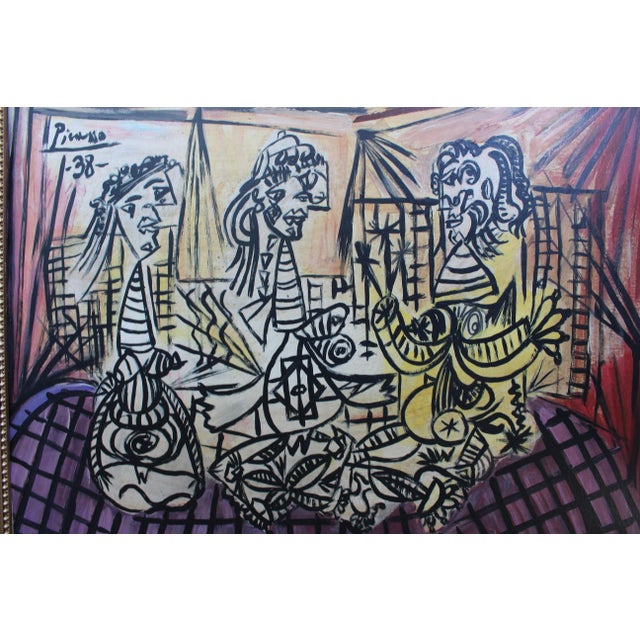 1940s Mid-Century Modern Vintage Oil Painting After Picasso For Sale - Image 5 of 7