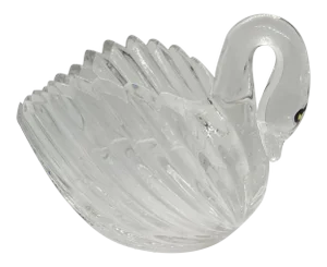 Vintage Lead Crystal Swan Vase Planter Bowl, West Germany