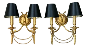 Neoclassical Italian Wall Lights in Gilt Brass by Gaetano Sciolari for Sciolari, 1960s, Set of 2
