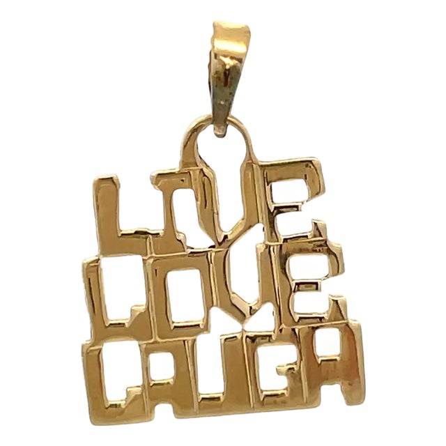 14k Solid Yellow Gold “Live Love Laugh” Charm/Pendant For Sale