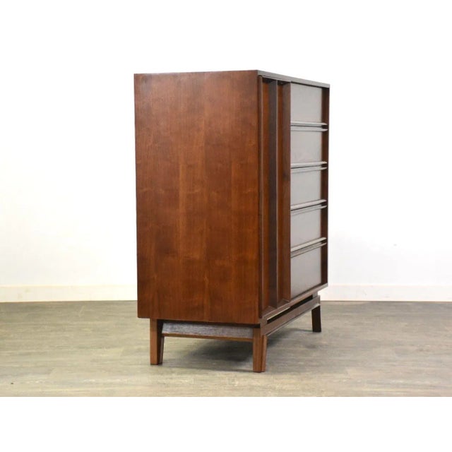 Mid-Century Modern Refinished Walnut Mid Century Dresser Armoire For Sale - Image 3 of 11
