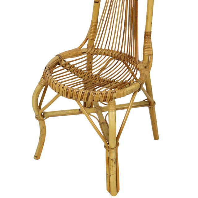 Wood Mid-Century Modern Italian Boho Bamboo and Rattan Chair, 1960s For Sale - Image 7 of 12