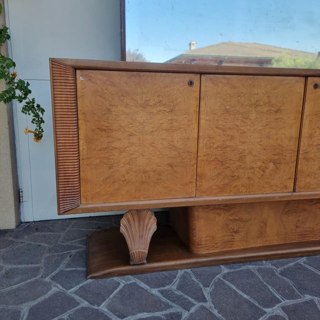 Vintage Art Deco Sideboard in Thuja Burl and Maple Wood with Mirror, 1940s For Sale - Image 9 of 15