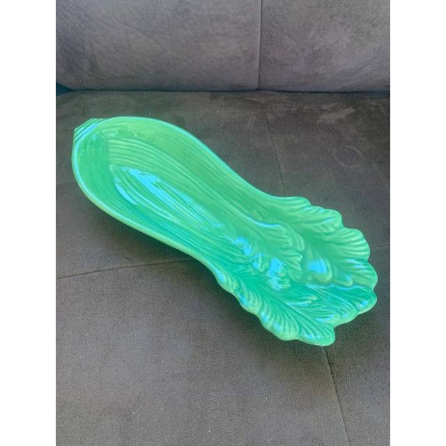 Ceramic Vintage Majolica Handmade Selera Leaf Salad Plate For Sale - Image 7 of 7