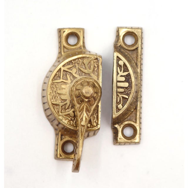 Traditional Antique Aesthetic Polished Brass Window Lock For Sale - Image 3 of 6